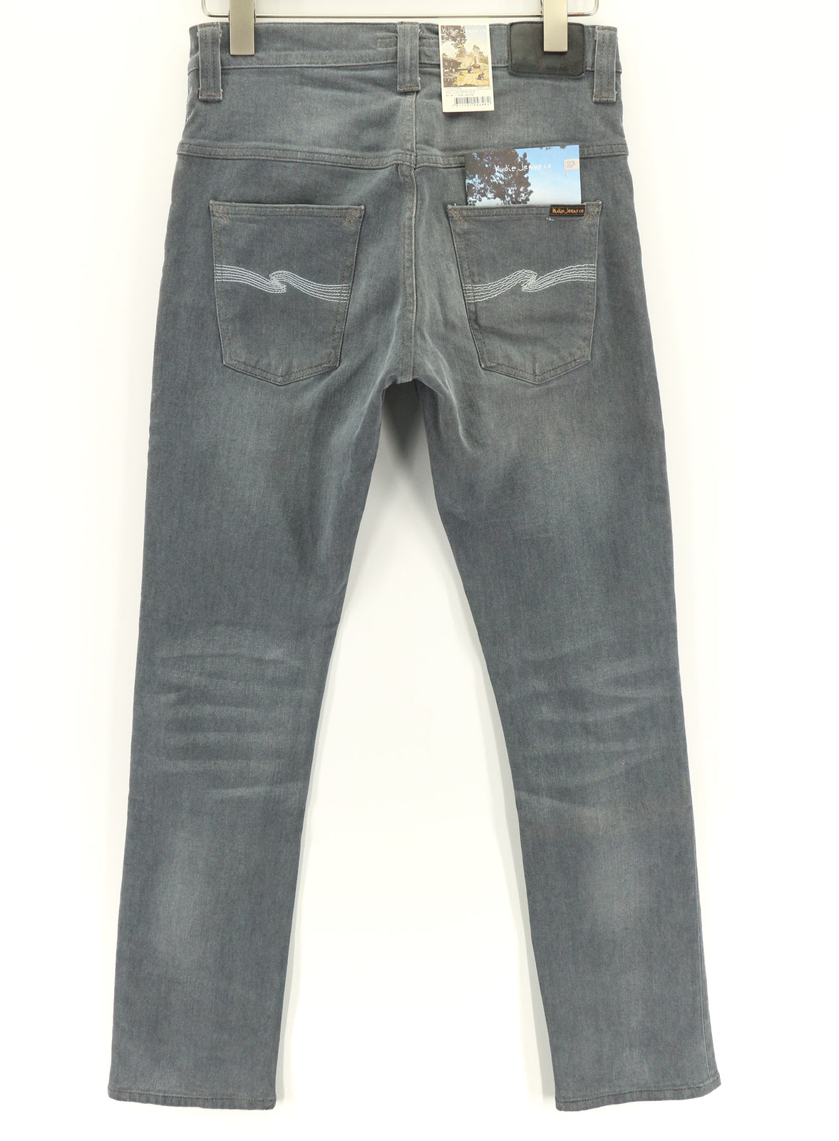 NUDIE JEANS Thin Finn Men Jeans W30/L32 Slim Fit Grey Cotton Stretch Mid-Rise