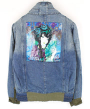 Women's DESIGUAL Denim Jacket 38 Sequins Blue Cotton Long Sleeve Distressed