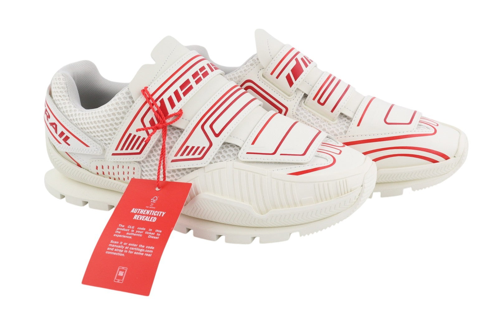 DIESEL S-Pendhio Lc Men Sneakers EU41 White Almond Toe Pull On Low Top RRP€295