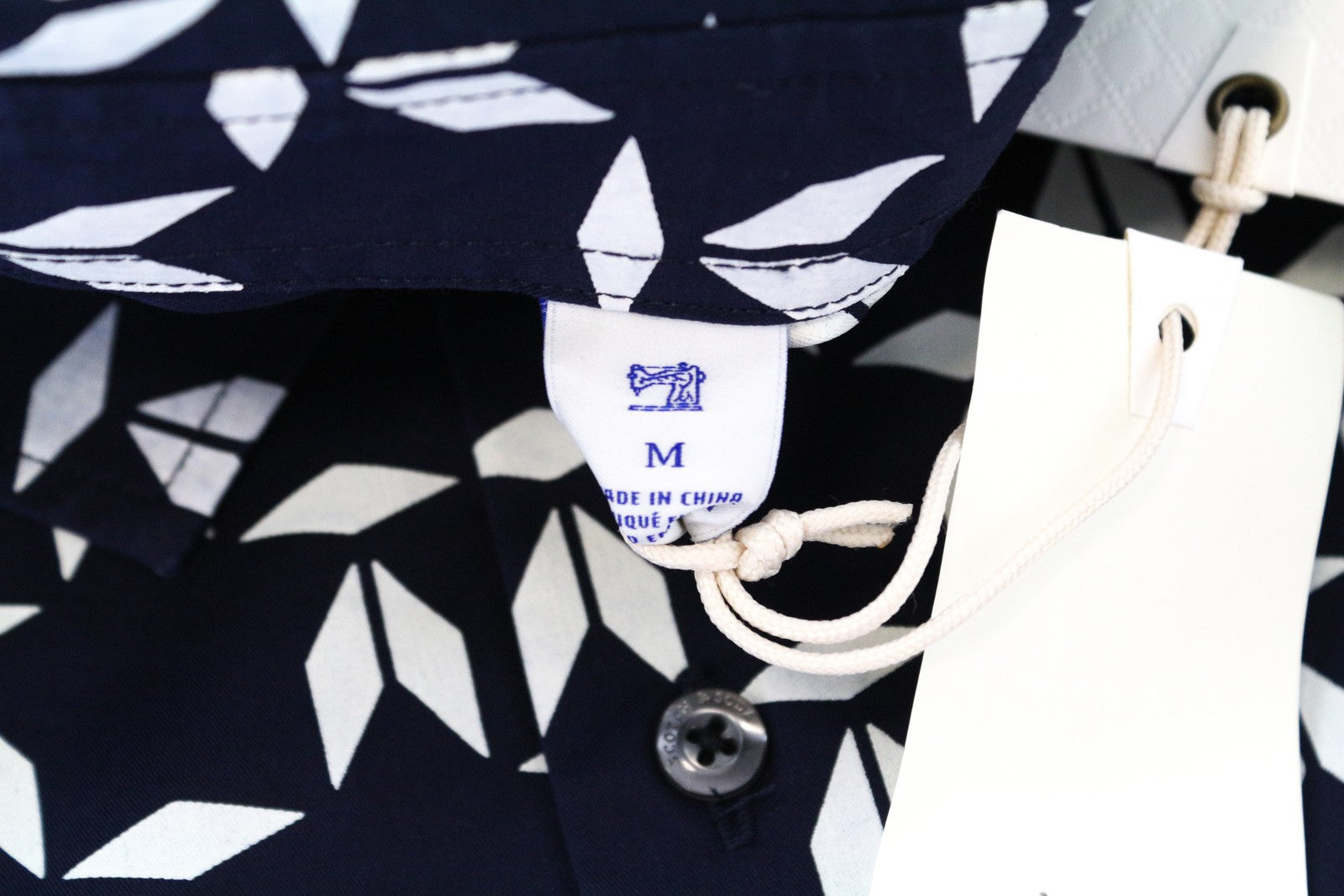 SCOTCH & SODA Ams Couture Men's Shirt M Slim Navy Pattern Cotton Blend Stretch