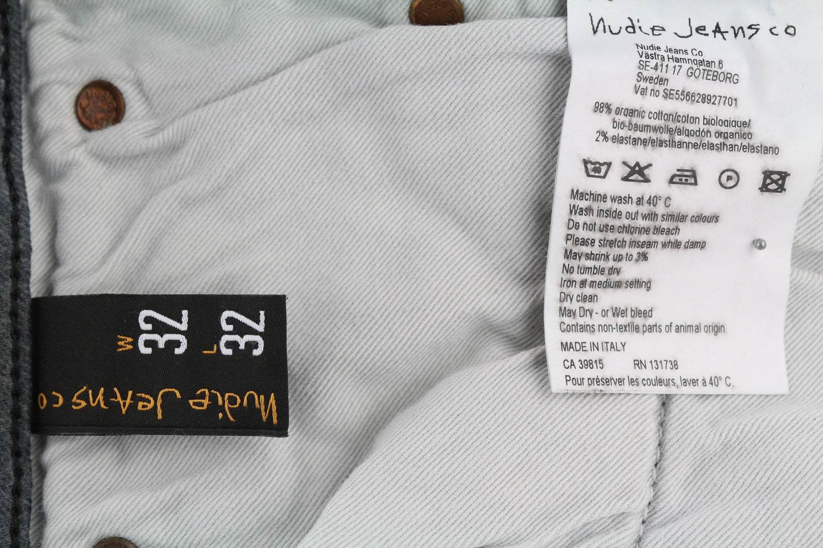 NUDIE JEANS Thin Finn Men Jeans W32/L32 Slim Grey Cotton Elastane Zipped Washed