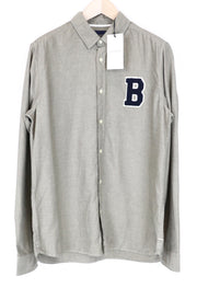 SCOTCH & SODA Ams Blauw Shirt Men's ~XL Long Sleeve Green B Patch Button-Up