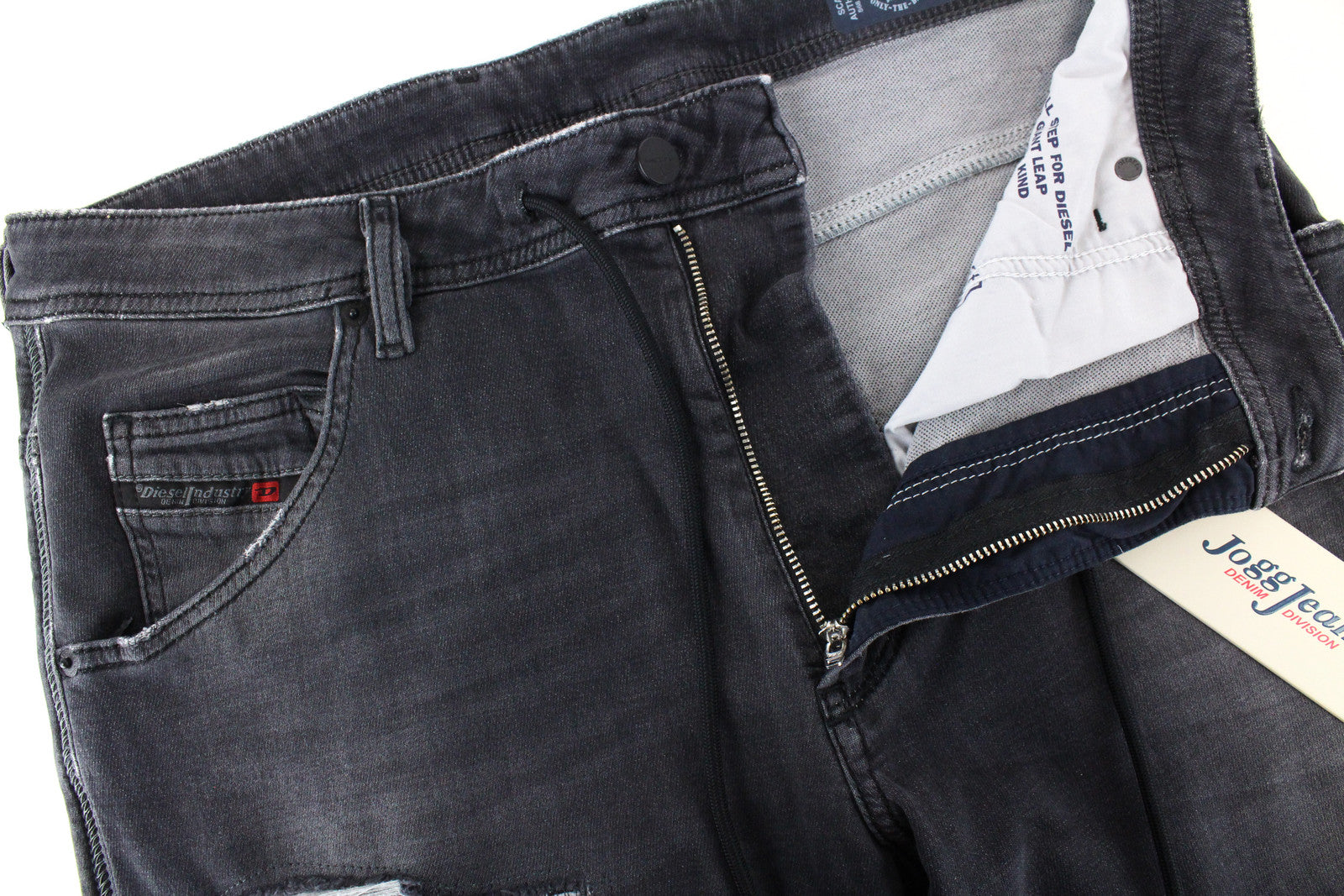 Men's DIESEL Jeans Krooley CB-NE 069EM W32 Grey Distressed Jogg Slim Stretch