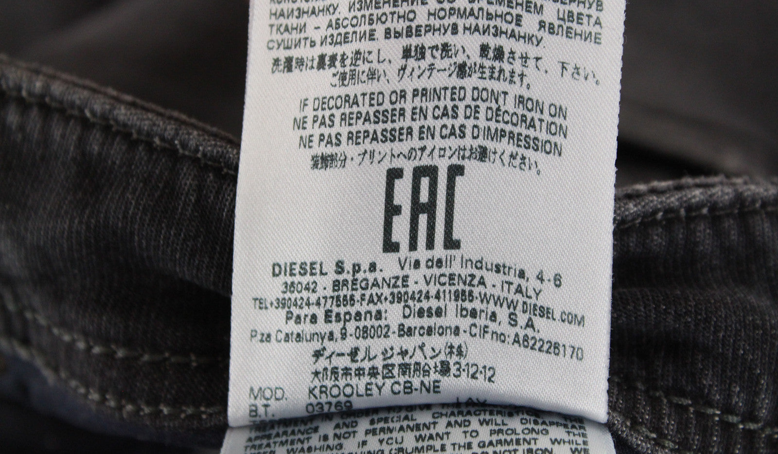 Men's DIESEL Jeans Krooley CB-NE 069EM W32 Grey Distressed Jogg Slim Stretch