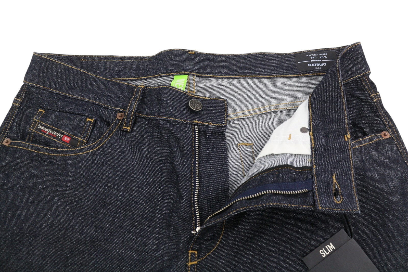 DIESEL D-Strukt 009HF Men Jeans W34/L34 Slim Fit Stretch Zipper Denim Dark Blue