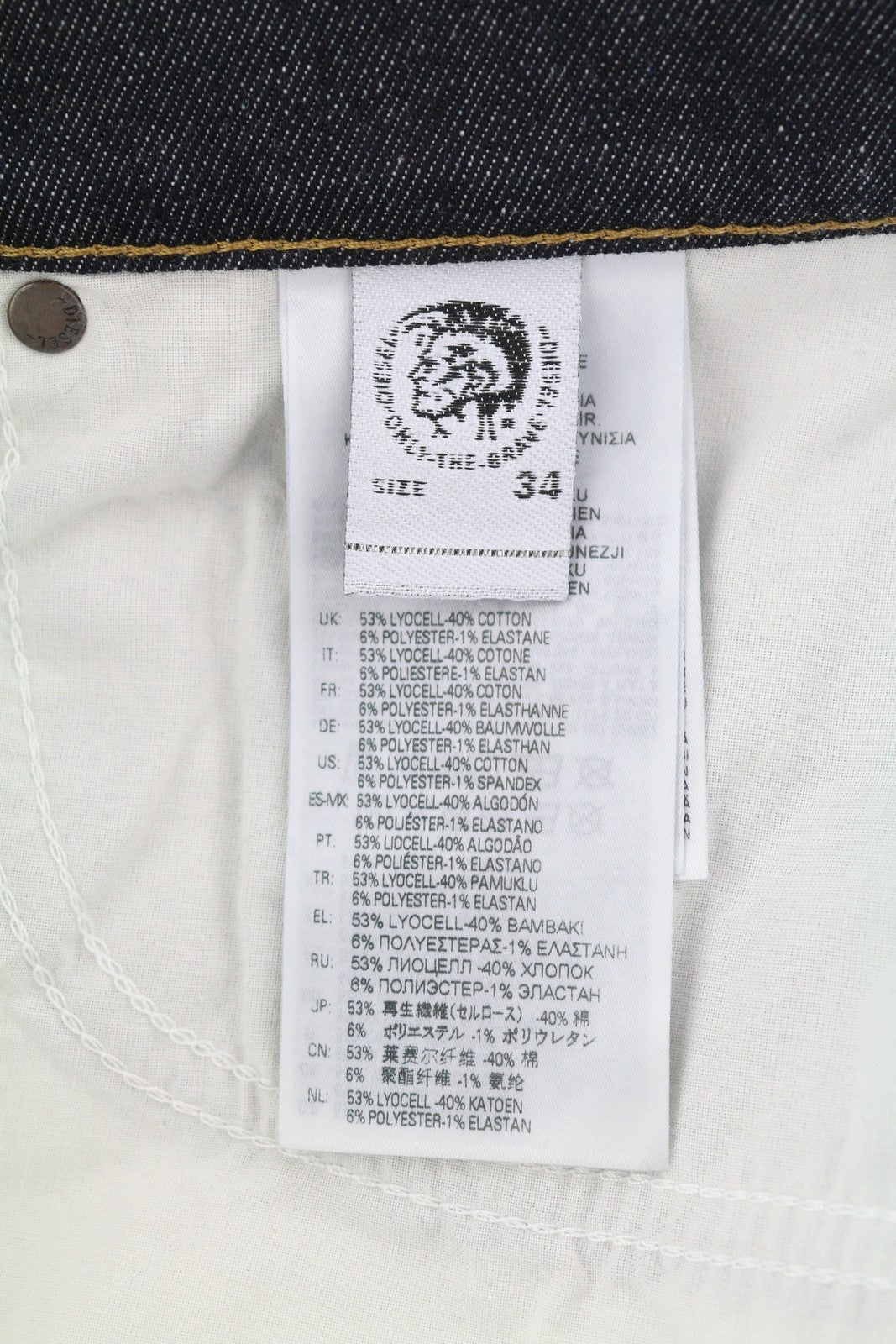 DIESEL D-Strukt 009HF Men Jeans W34/L34 Slim Fit Stretch Zipper Denim Dark Blue