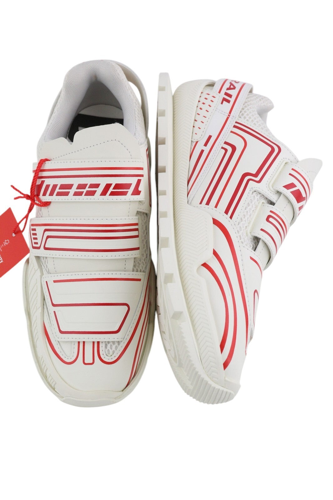 DIESEL S-Pendhio Lc Men Sneakers EU42.5 White Almond Toe Pull On Low RRP€295