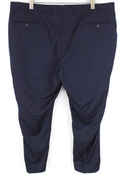 Men's SUITSUPPLY Brescia Trousers UK52S Wool Striped Pleated Navy