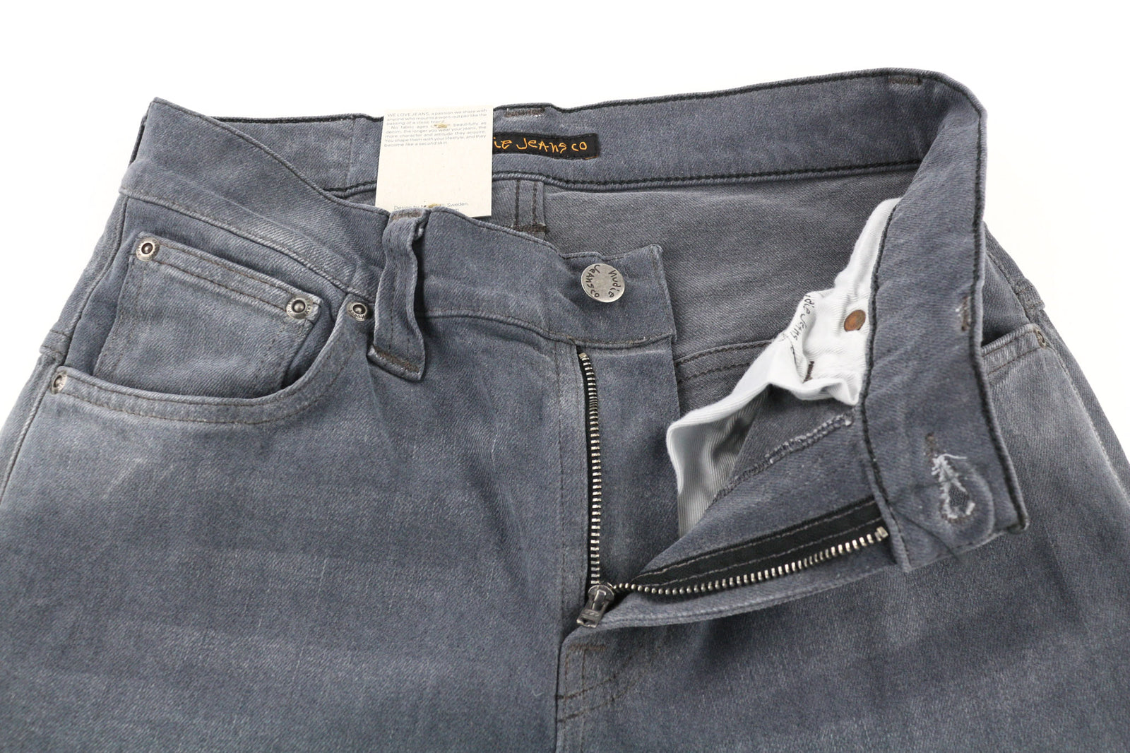 NUDIE JEANS Thin Finn Men Jeans W28/L32 Slim Casual Washed Grey Cotton Stretch