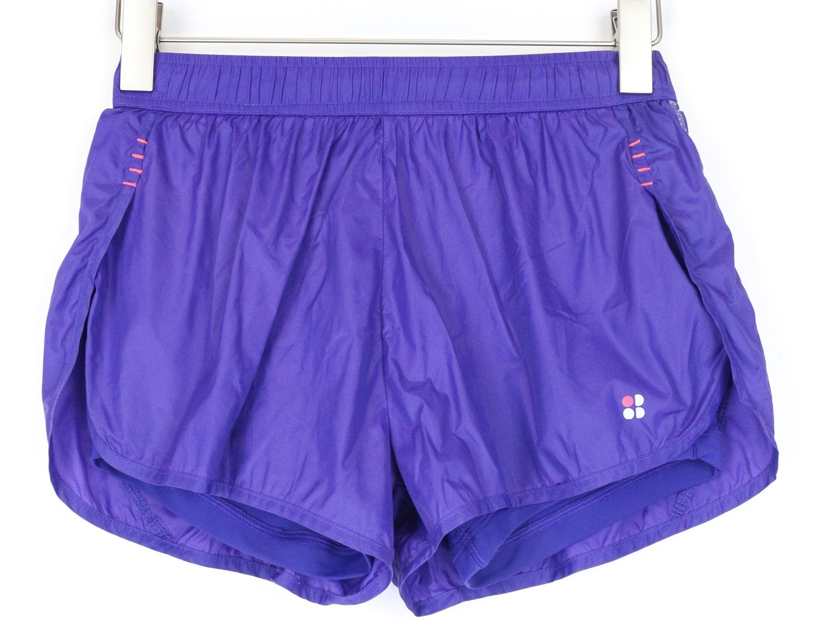SWEATY BETTY XS Purple Gym Shorts Women's Layered Logo Pull-On Activewear