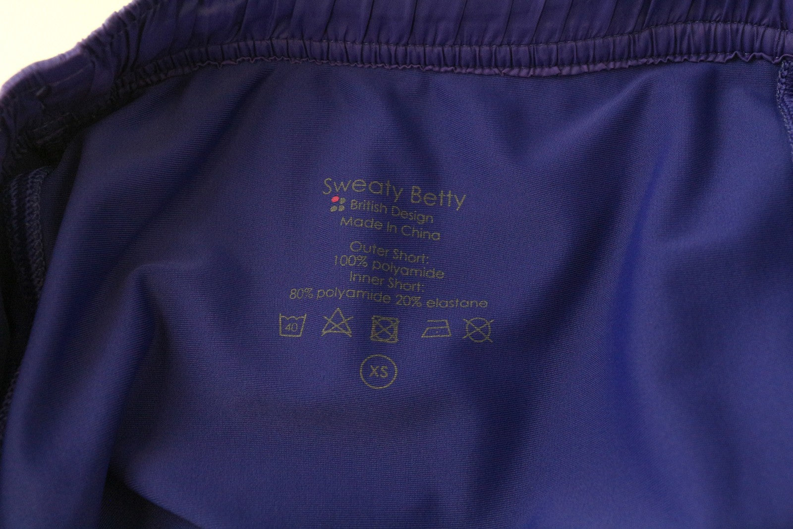 SWEATY BETTY XS Purple Gym Shorts Women's Layered Logo Pull-On Activewear