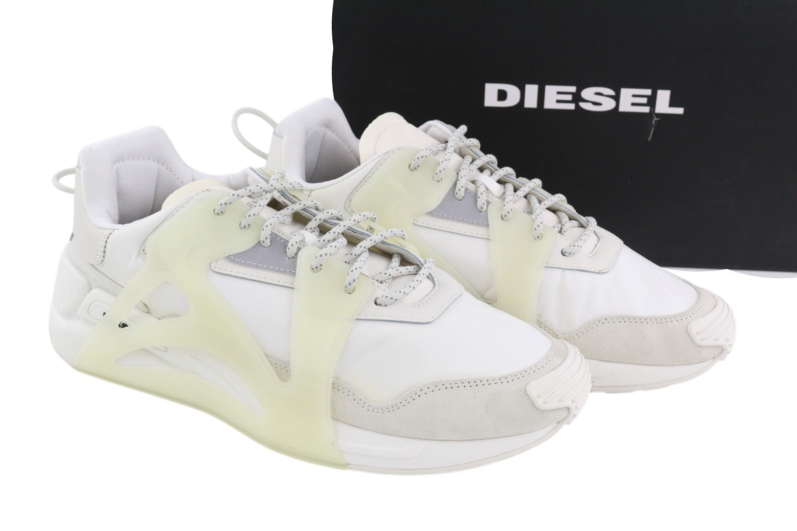 DIESEL S-Serendipity Mask Men Sneakers EU45 White Almond Toe Laced Logo RRP€130