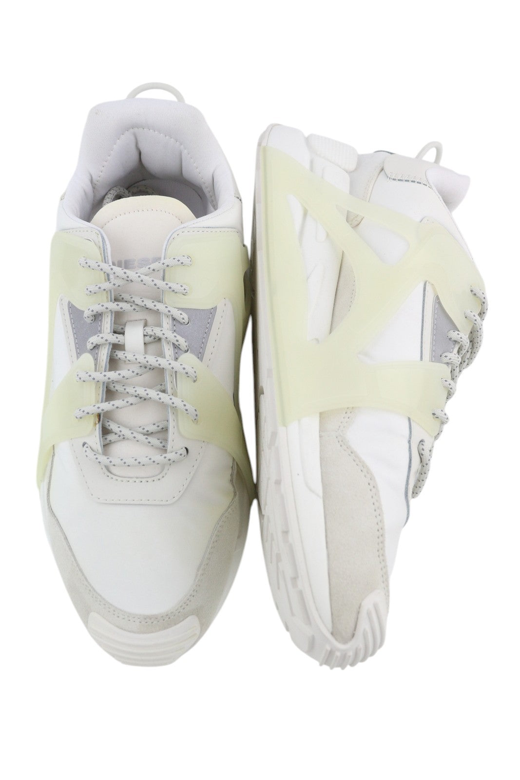 DIESEL S-Serendipity Mask Men Sneakers EU45 White Almond Toe Laced Logo RRP€130