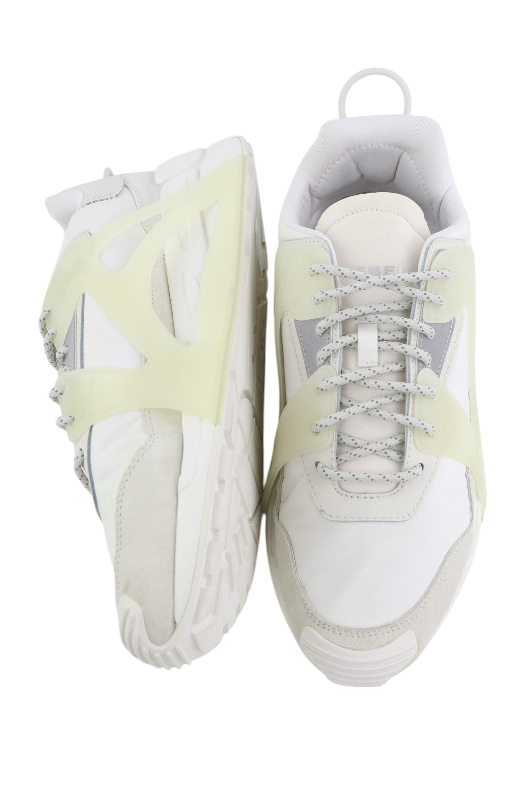 DIESEL S-Serendipity Mask Men Sneakers EU45 White Almond Toe Laced Logo RRP€130