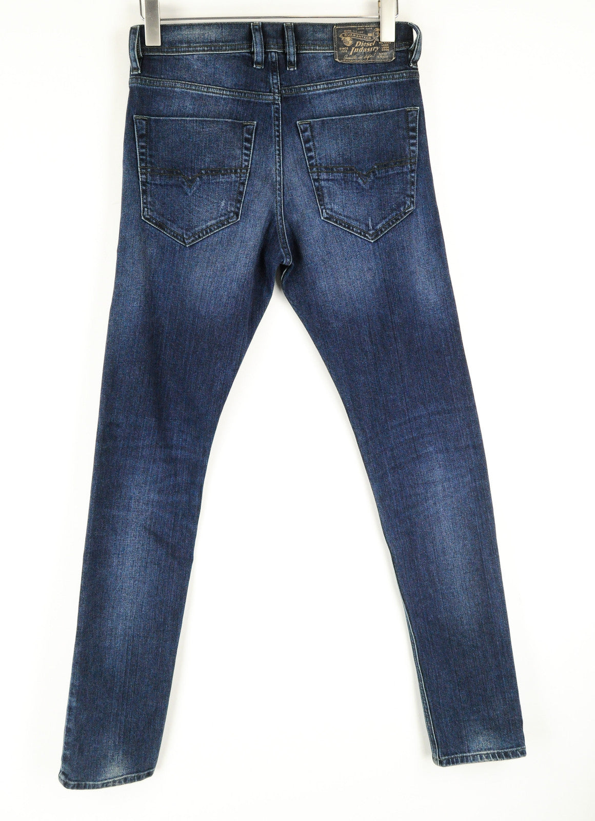 DIESEL Tepphar R14J8 vyriški džinsai W28/L32 Slim morkų mėlynos spalvos plėšyti tamprūs džinsai 