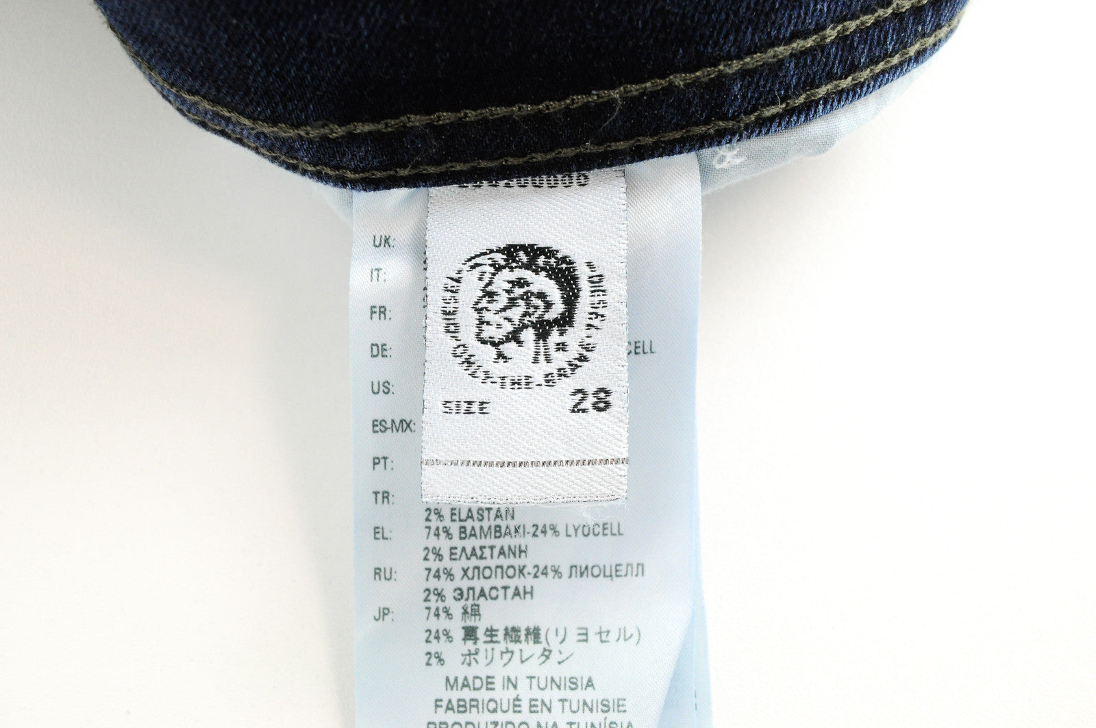 DIESEL Tepphar R14J8 vyriški džinsai W28/L32 Slim morkų mėlynos spalvos plėšyti tamprūs džinsai 