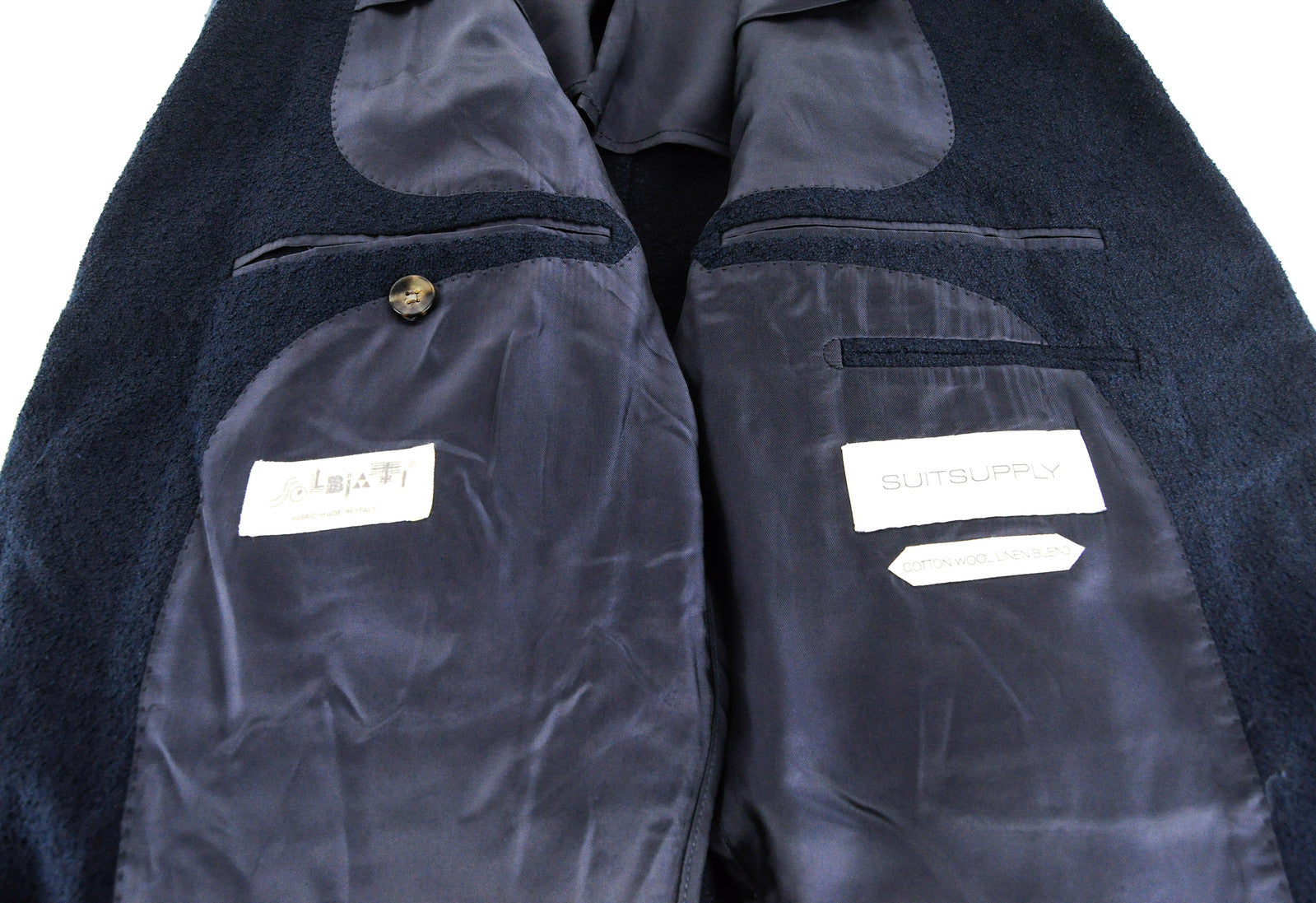 Men's SUITSUPPLY Havana Blazer UK44R Slim Navy Formal Wool Cotton Linen