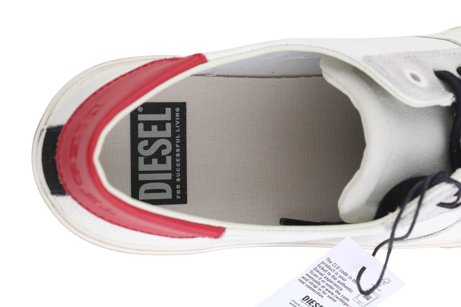 DIESEL S-Mydori Lc Men Sneakers EU45 White Leather Almond Toe Laced RRP€200