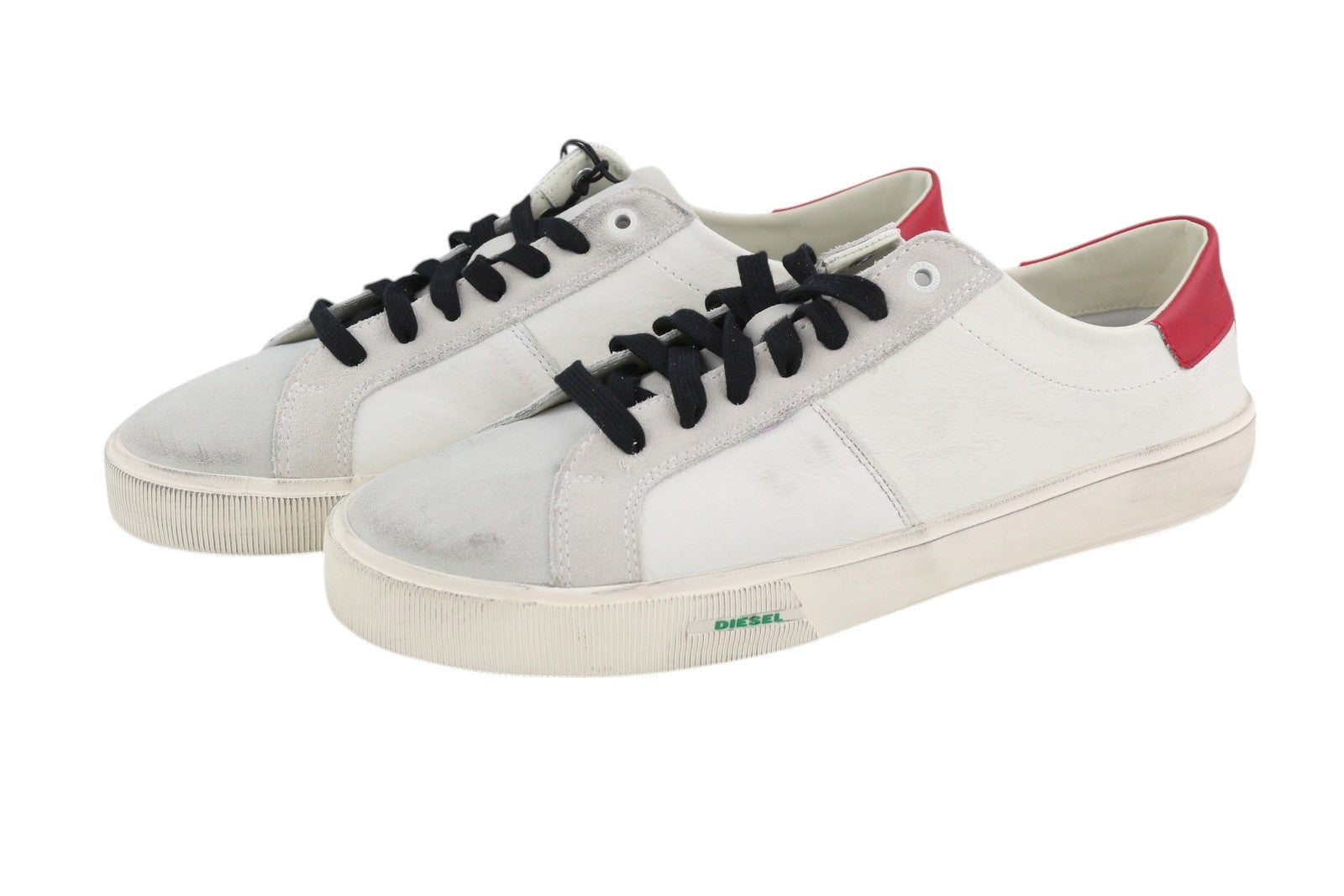 DIESEL S-Mydori Lc Men Sneakers EU45 White Leather Almond Toe Laced RRP€200