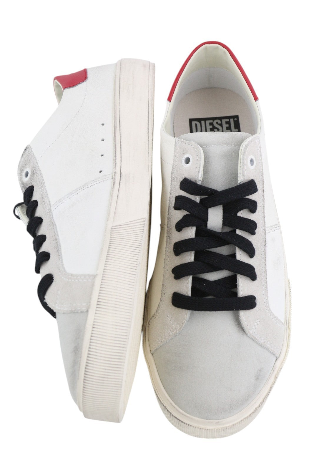 DIESEL S-Mydori Lc Men Sneakers EU45 White Leather Almond Toe Laced RRP€200