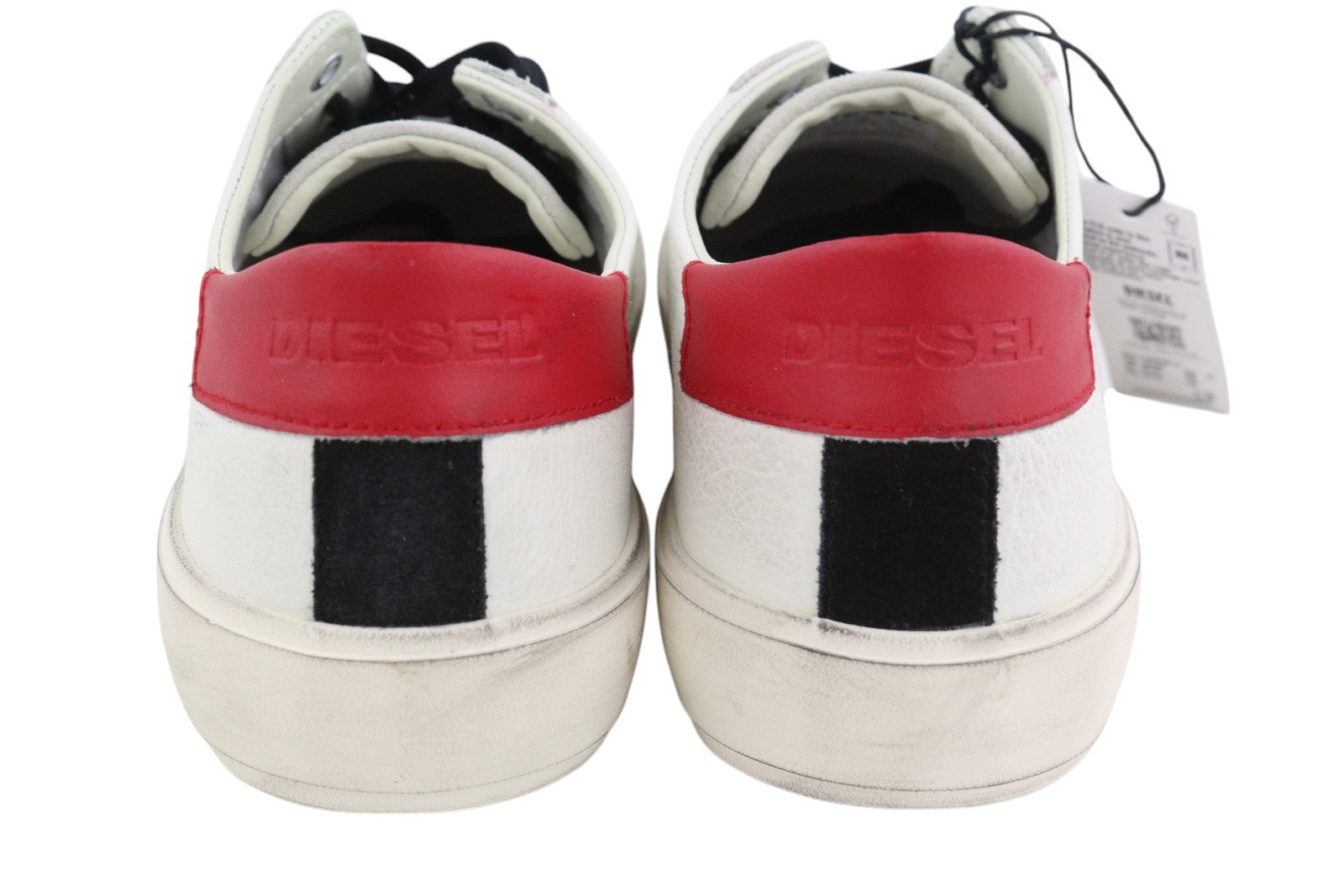 DIESEL S-Mydori Lc Men Sneakers EU45 White Leather Almond Toe Laced RRP€200