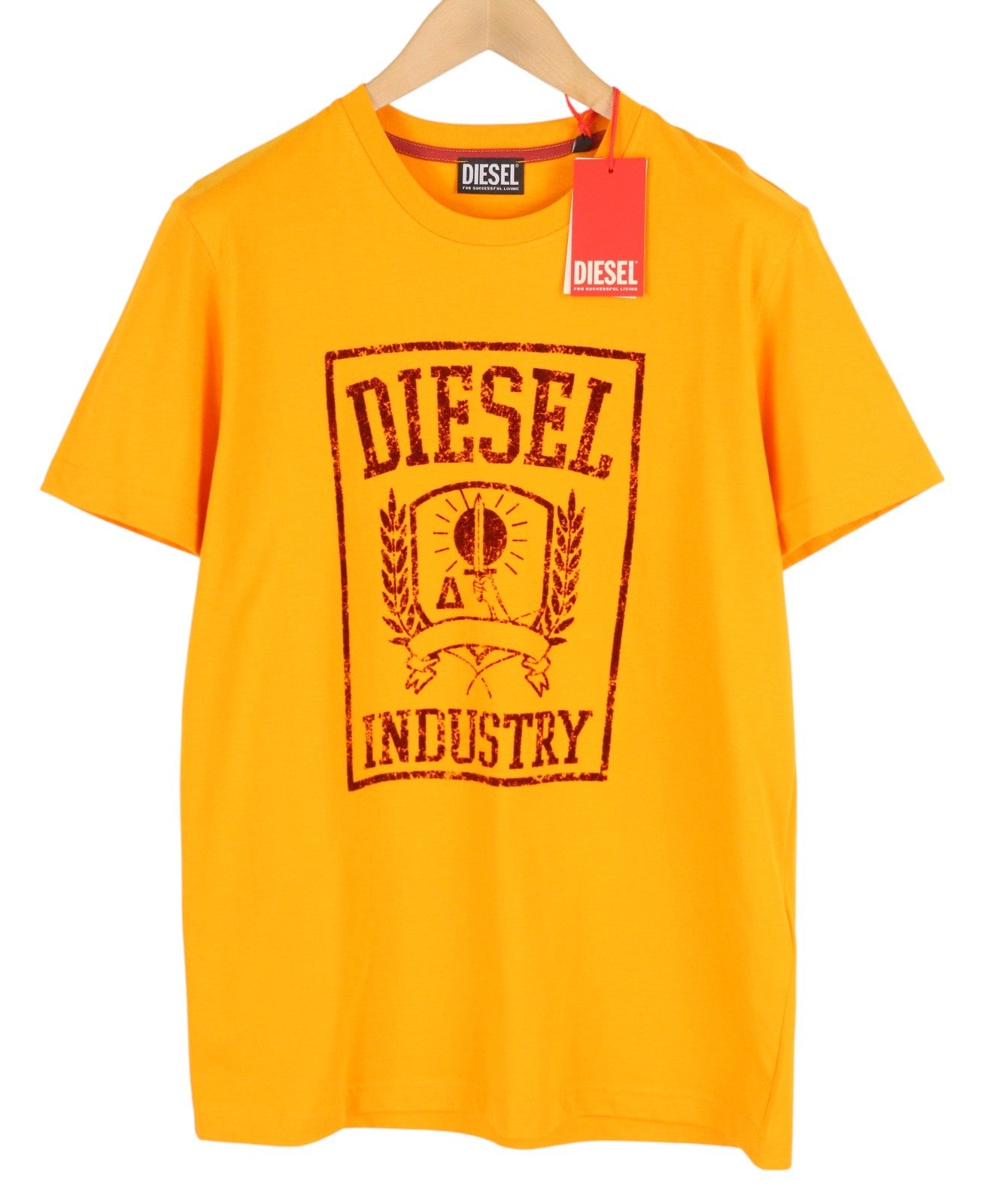 DIESEL T-Diegor-E10 Men T-Shirt L Orange Short Sleeve Crew Neck Tricot Logo