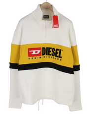 DIESEL S-Saint-Division Men Sweatshirt 2XL White Pullover Half Zip RRP€225