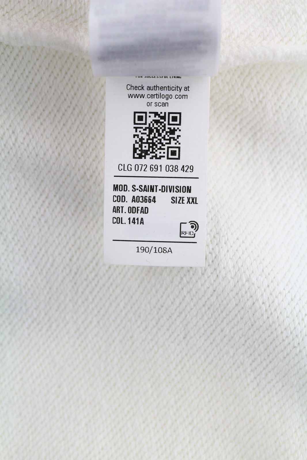 DIESEL S-Saint-Division Men Sweatshirt 2XL White Pullover Half Zip RRP€225