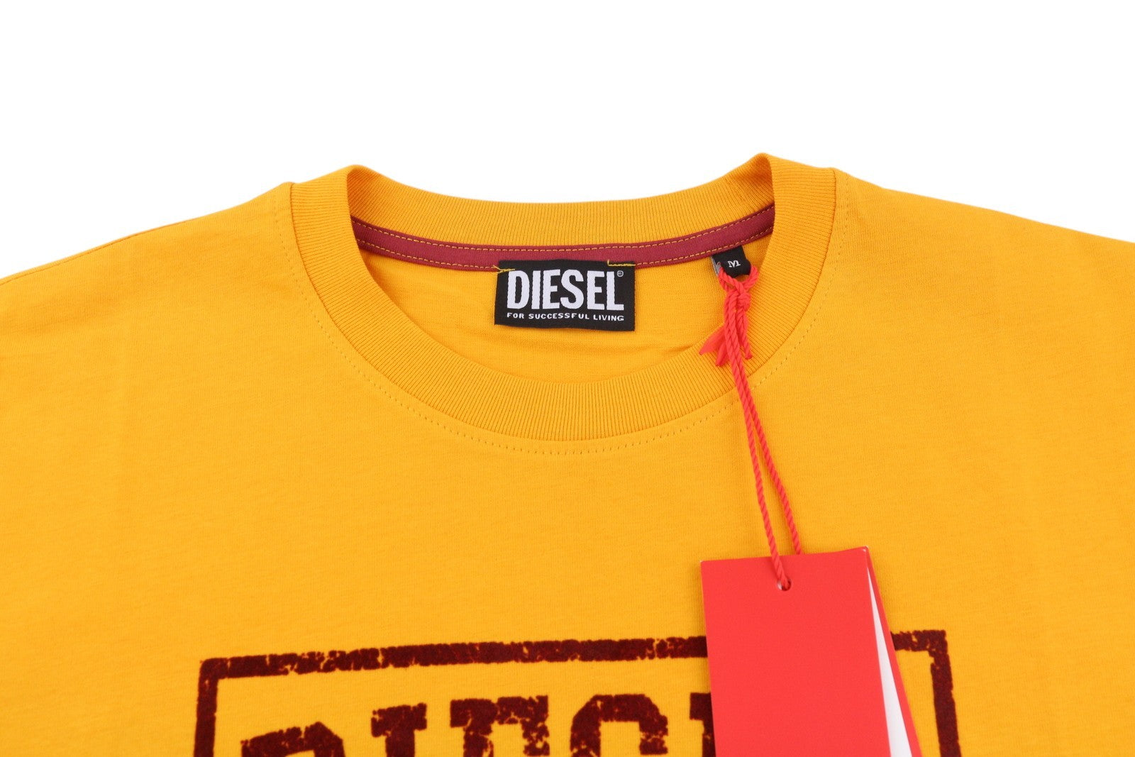 DIESEL T-Diegor-E10 Men T-Shirt M Orange Short Sleeved Crew Neck Tricot Logo