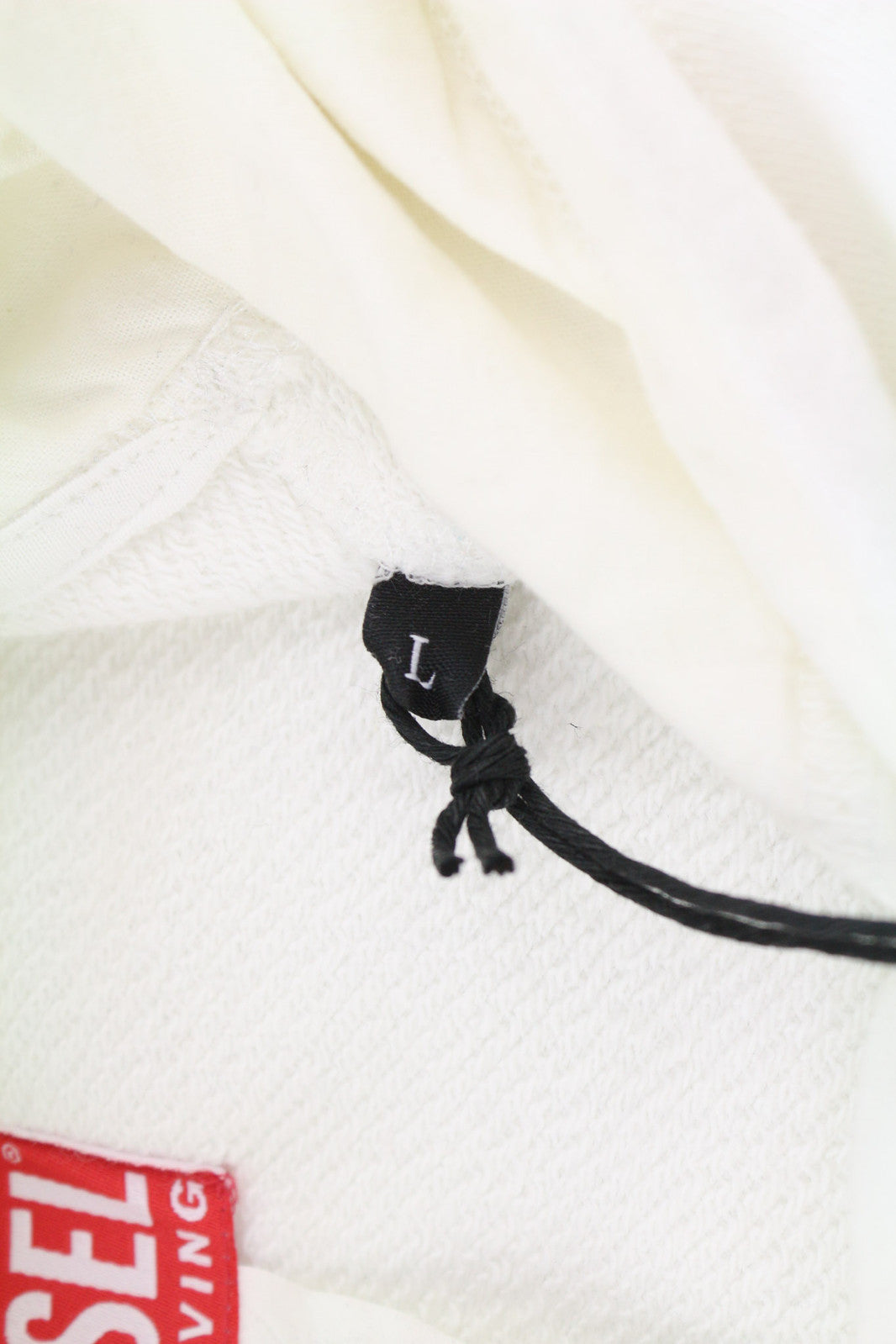 DIESEL D4D-21 Men Hoodie L White Cotton Pullover Kangaroo Pocket Hooded RRP€175