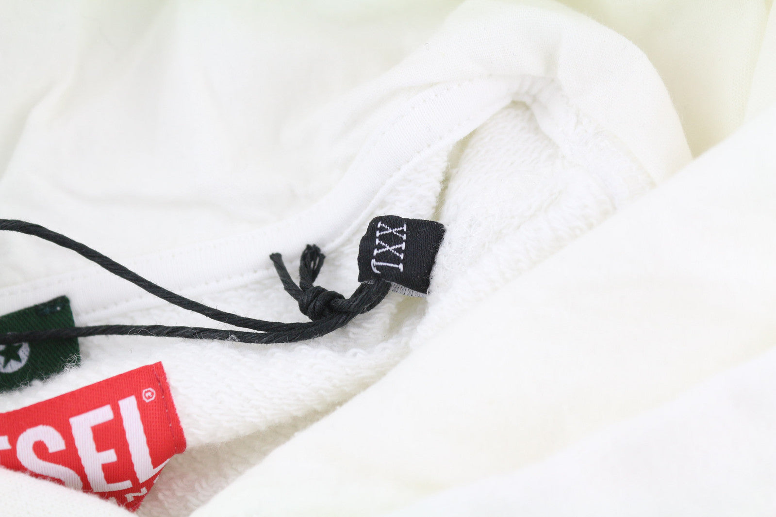 DIESEL D4D-21 Men Hoodie 2XL White Cotton Pullover Kangaroo Pocket Hood RRP€175