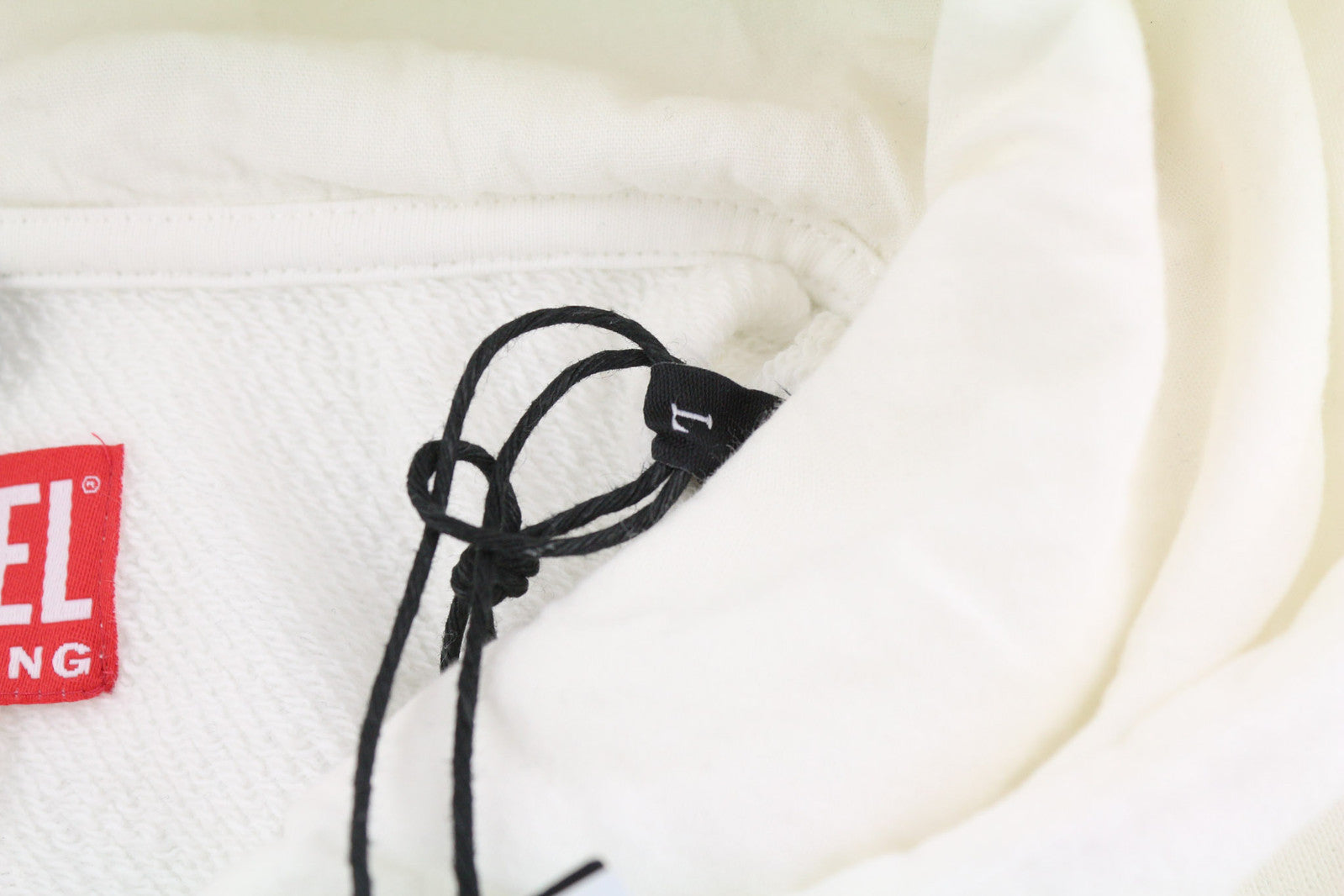 DIESEL D4D-21 Men Hoodie L White Cotton Pullover Kangaroo Pocket Hooded RRP€175