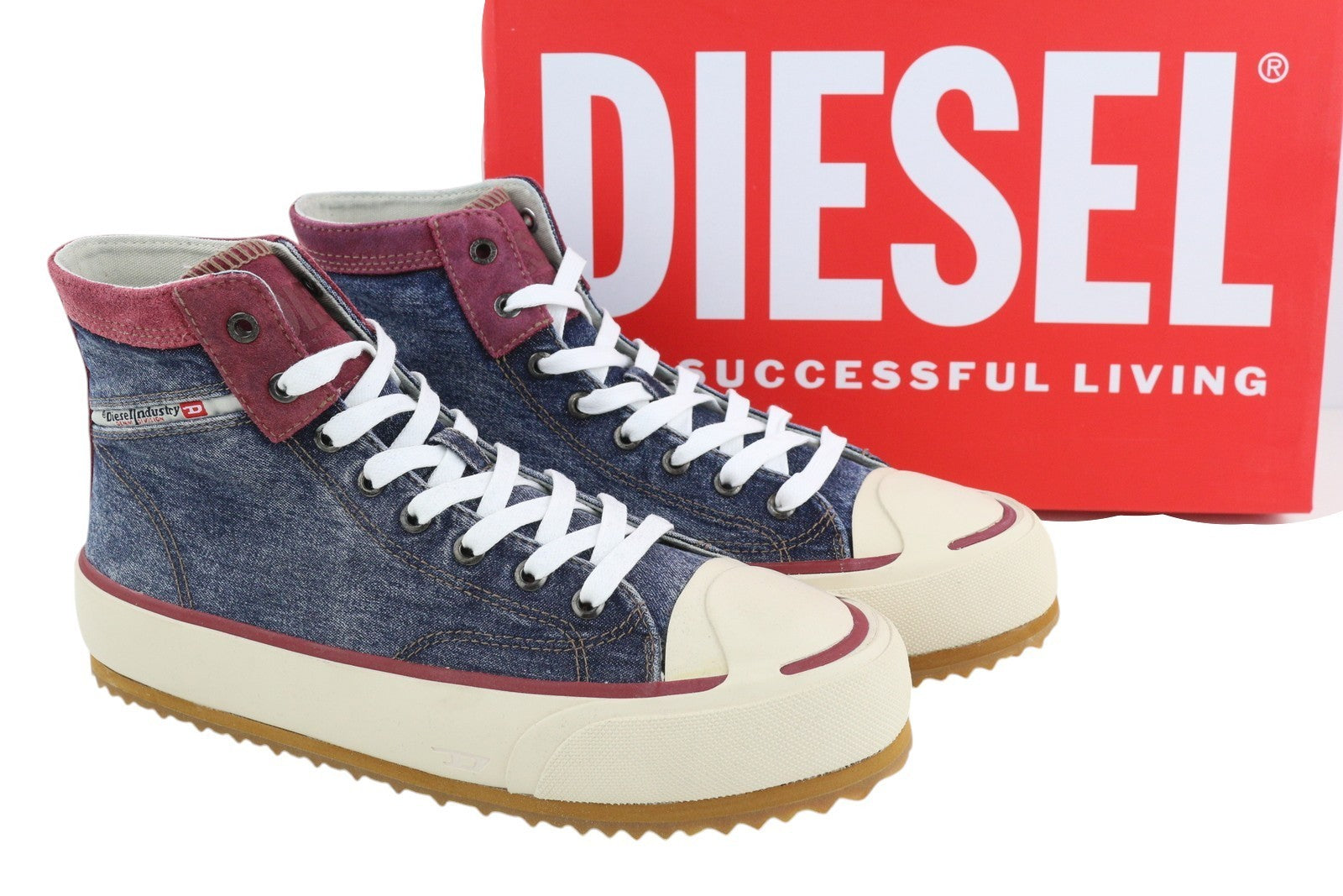 DIESEL S-Principia Mid Men Sneakers EU45 High Top Lace Denim Almond Toe RRP€160