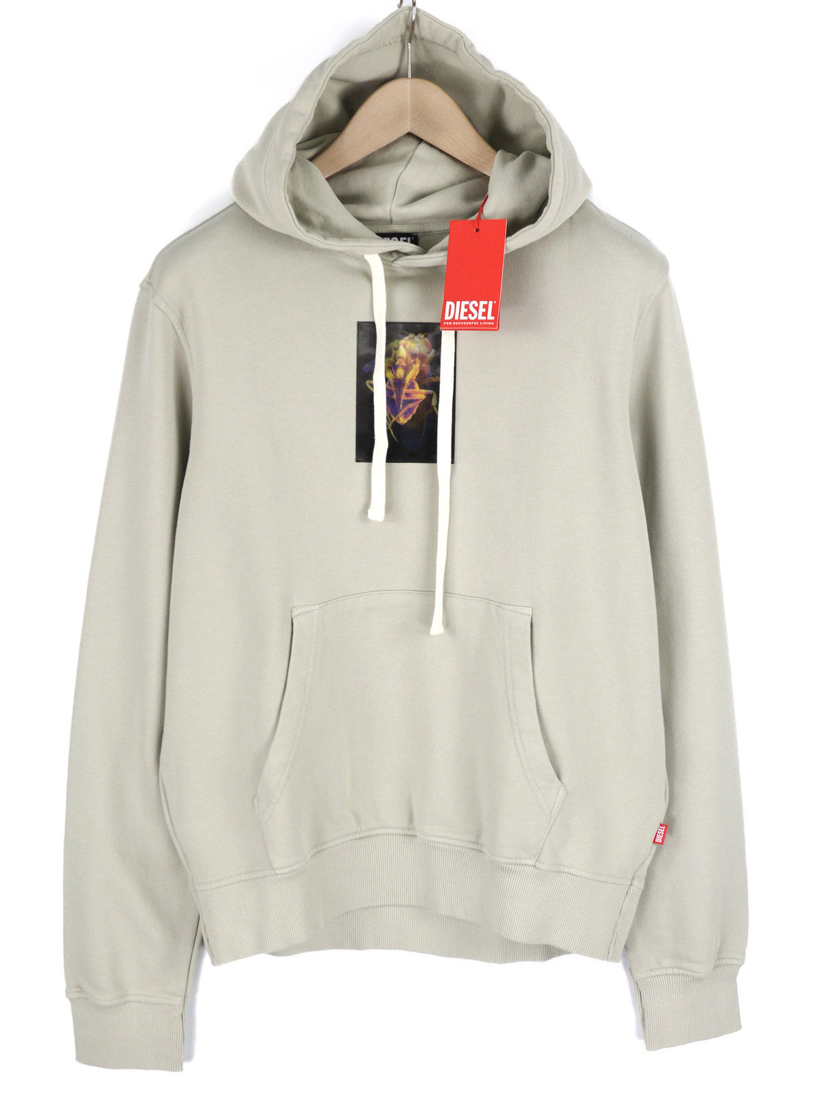 DIESEL S-Ginn-Hood-E2 Men Hoodie M Grey Pullover Kangaroo Oversized RRP€195