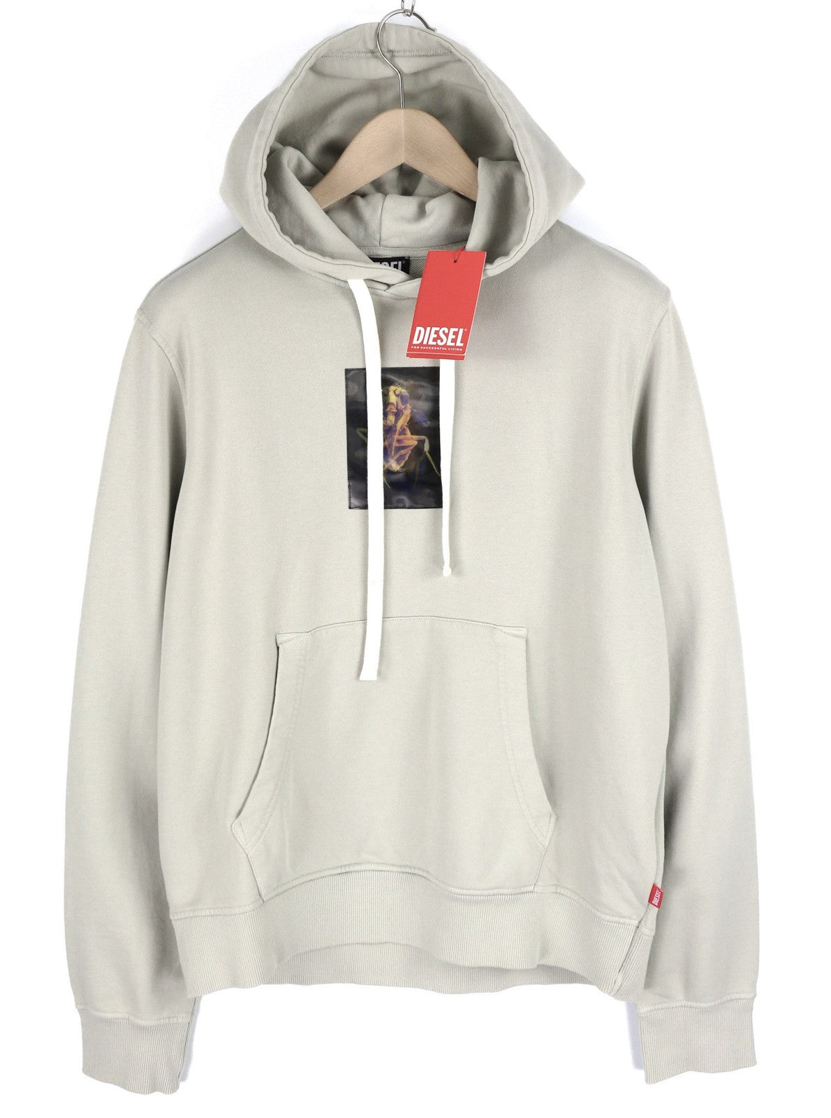 DIESEL S-Ginn-Hood-E2 Men Hoodie L Grey Pullover Kangaroo Oversized RRP€195