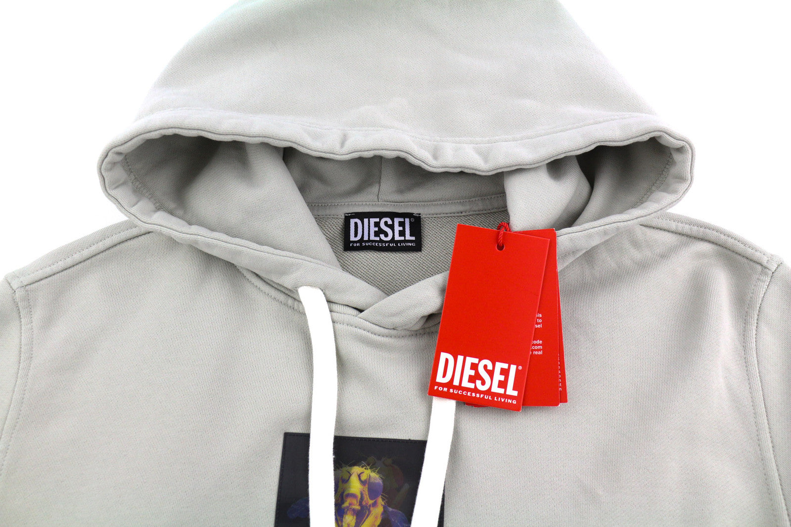 DIESEL S-Ginn-Hood-E2 Men Hoodie L Grey Pullover Kangaroo Oversized RRP€195