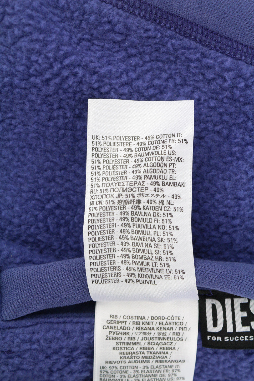 DIESEL S-Rummes-Zip-Rev Men Hoodie XL Blue RRP€250 Fleece Pockets Oversized