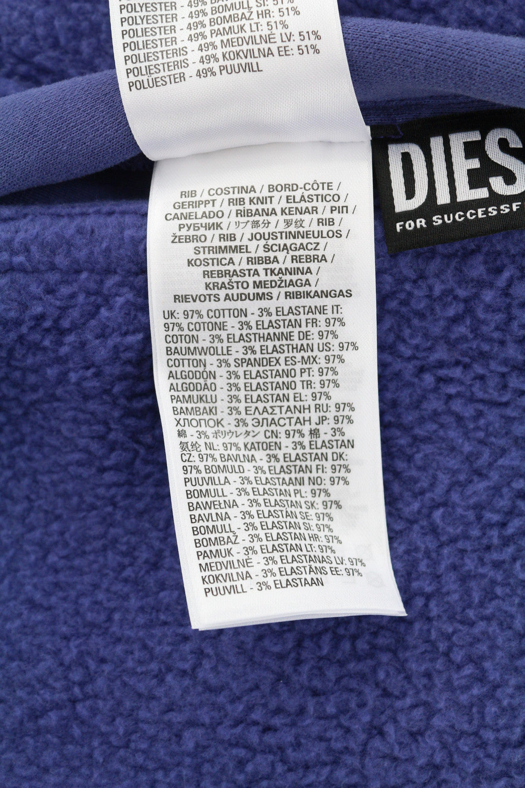 DIESEL S-Rummes-Zip-Rev Men Hoodie XL Blue RRP€250 Fleece Pockets Oversized