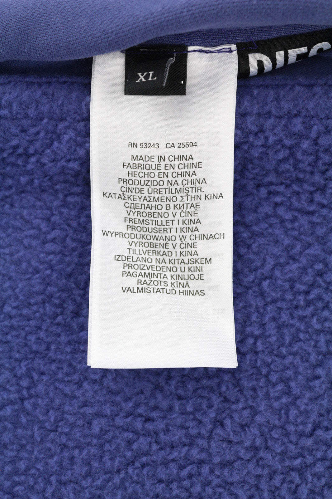 DIESEL S-Rummes-Zip-Rev Men Hoodie XL Blue RRP€250 Fleece Pockets Oversized