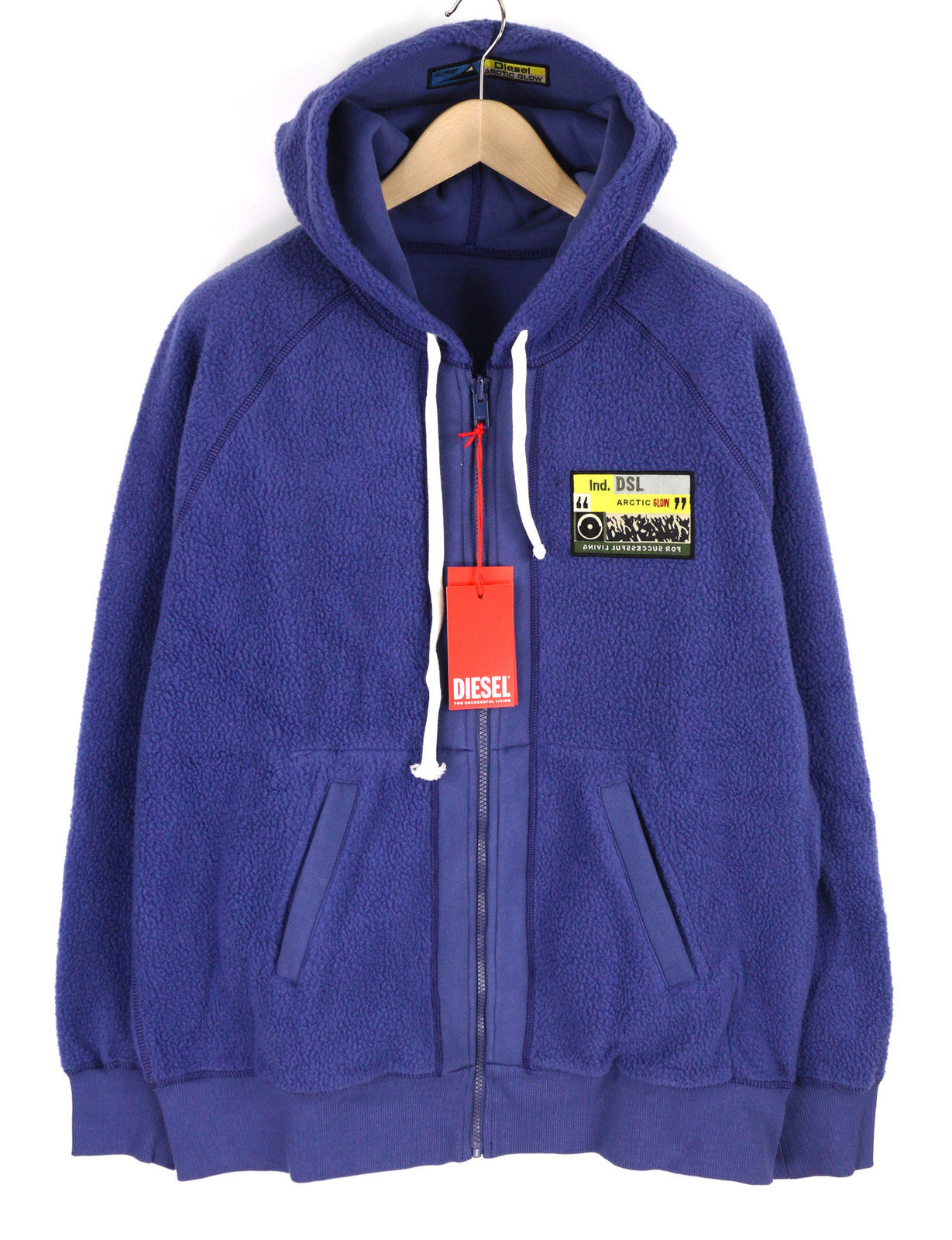 DIESEL S-Rummes-Zip-Rev Men Hoodie L Blue RRP€250 Fleece Pockets Oversized