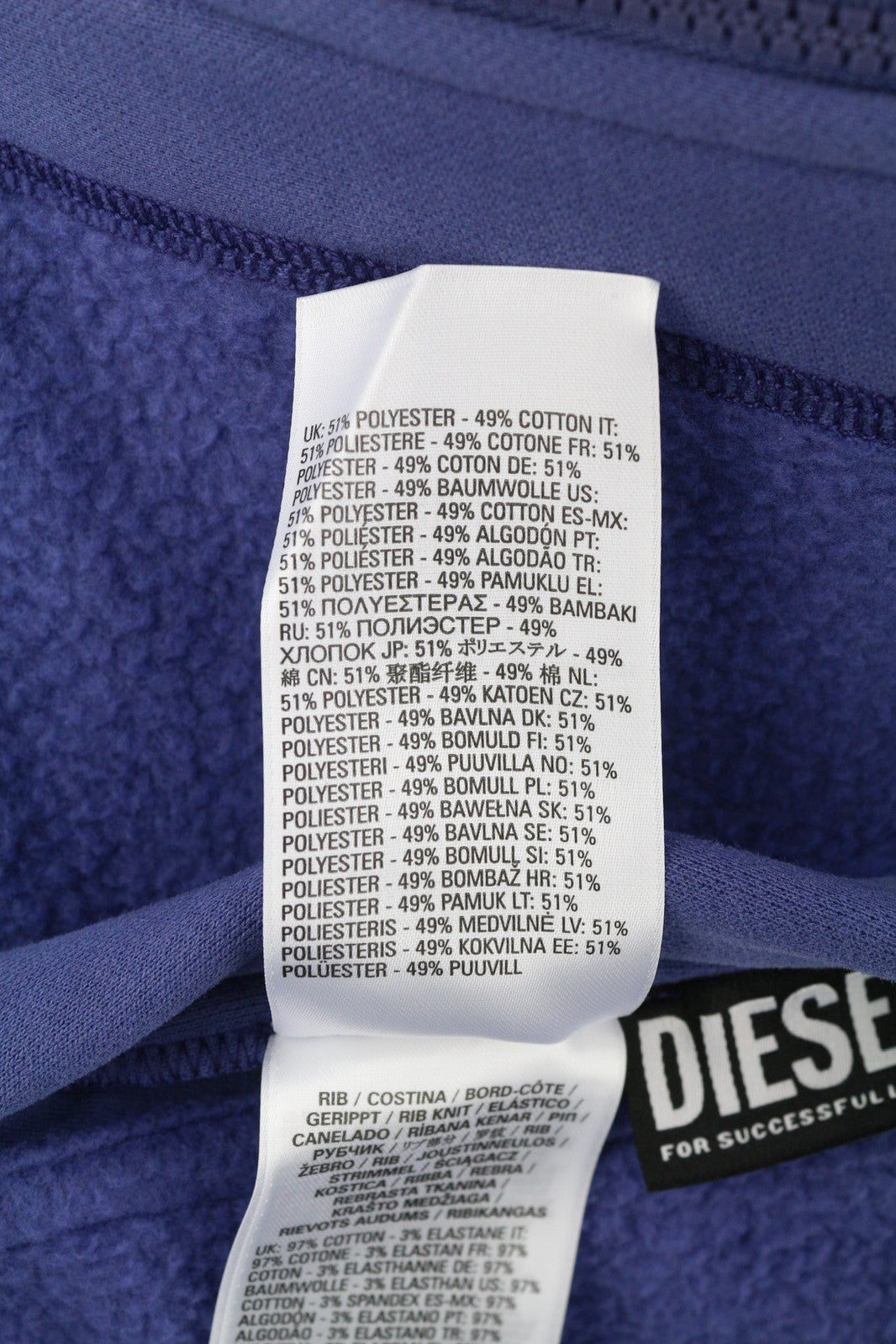 DIESEL S-Rummes-Zip-Rev Men Hoodie L Blue RRP€250 Fleece Pockets Oversized