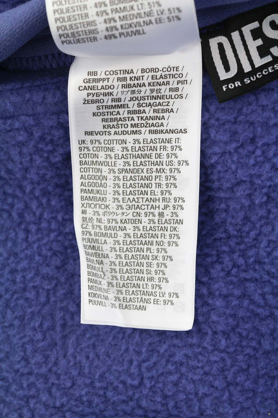 DIESEL S-Rummes-Zip-Rev Men Hoodie L Blue RRP€250 Fleece Pockets Oversized