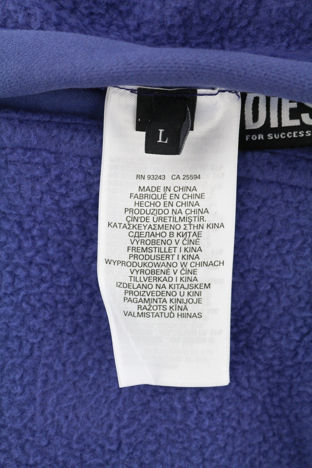 DIESEL S-Rummes-Zip-Rev Men Hoodie L Blue RRP€250 Fleece Pockets Oversized