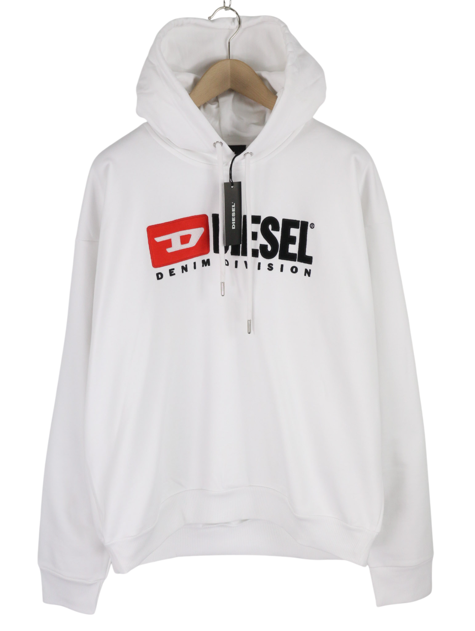 DIESEL S-Division Men Hoodie XL White Pullover Oversize Front RRP€140 Hooded