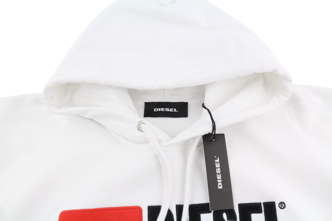 DIESEL S-Division Men Hoodie XL White Pullover Oversize Front RRP€140 Hooded