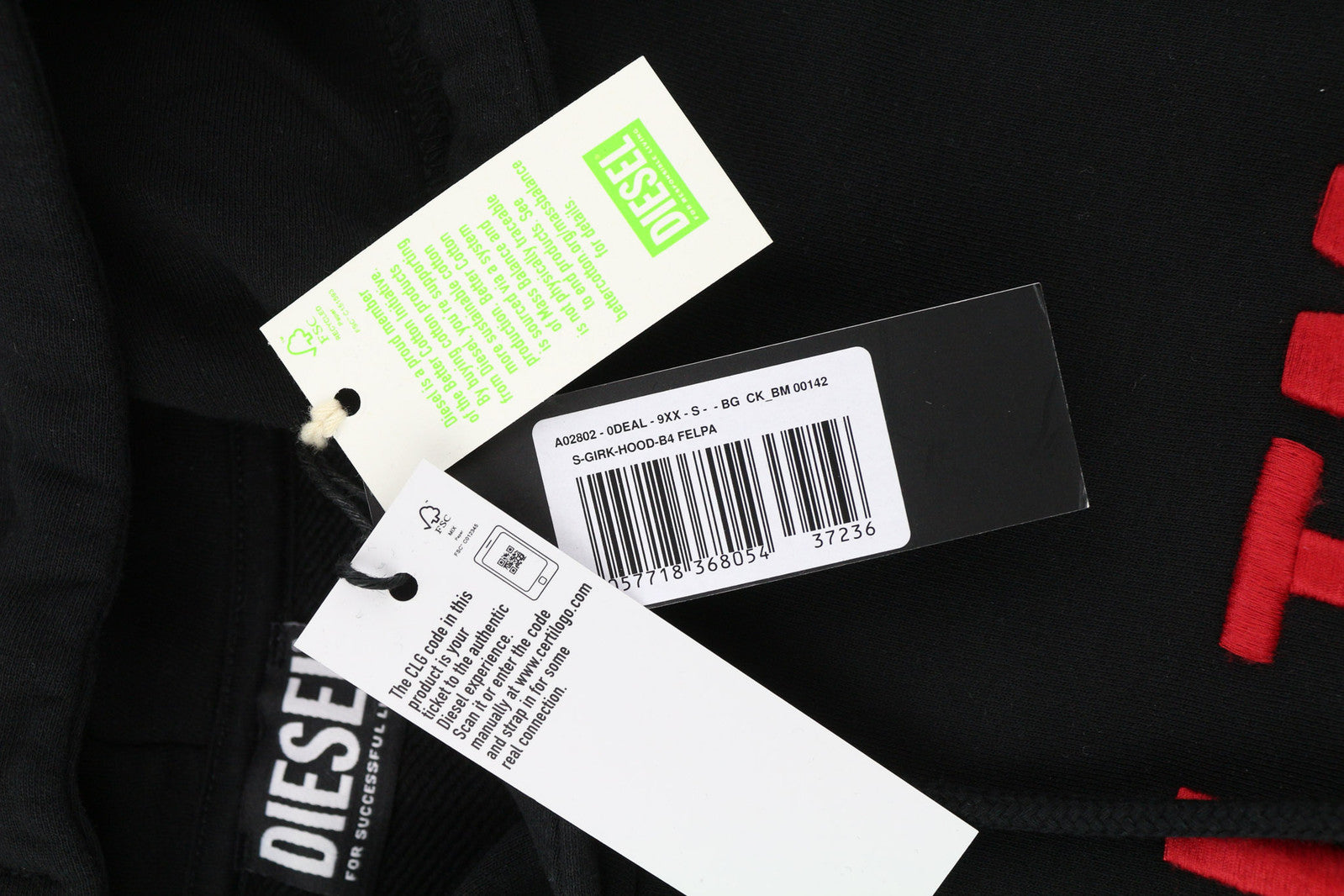 DIESEL S-Girk-Hood-B4 Men Hoodie S Black Pullover Kangaroo Oversized RRP150