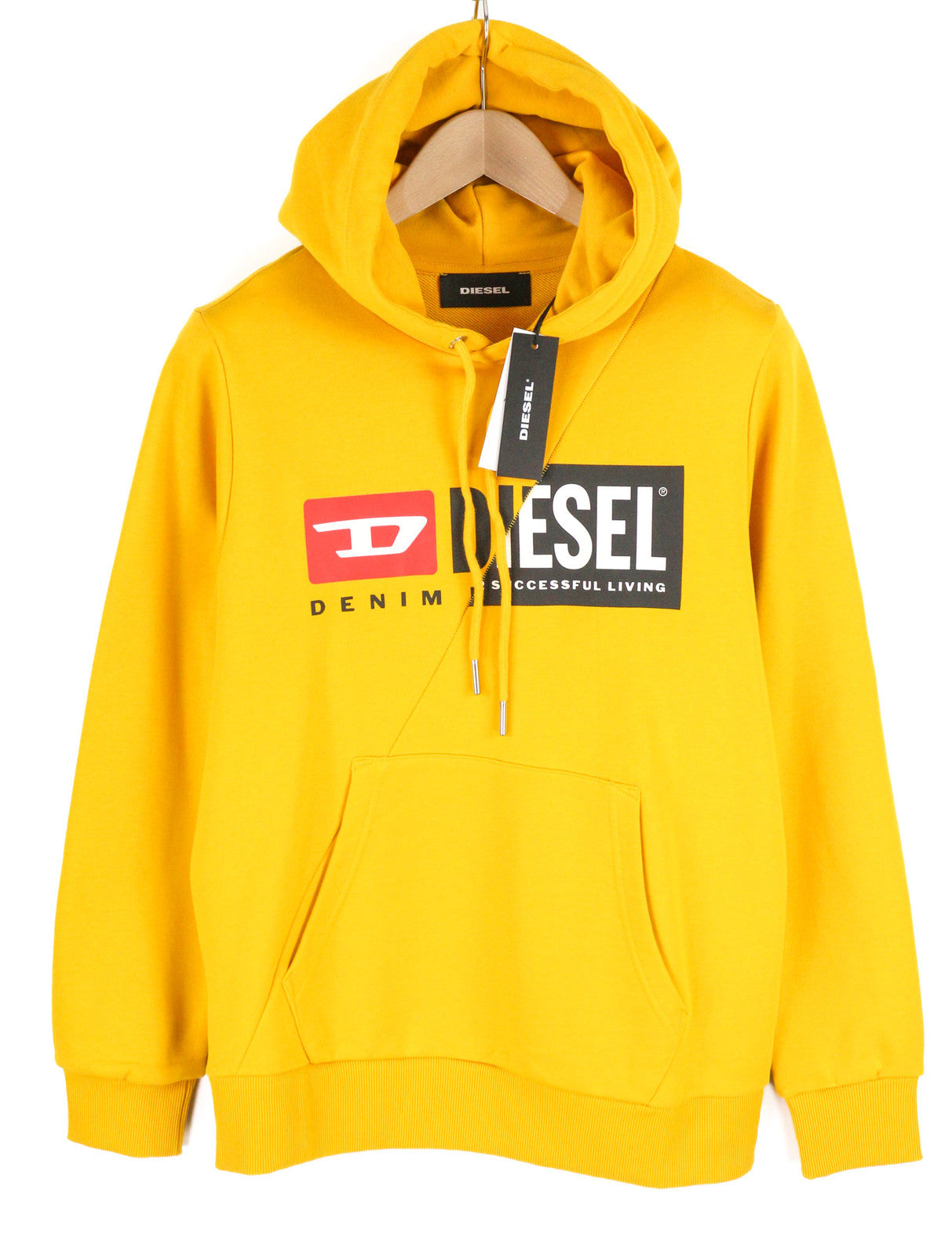 DIESEL S-Girk-Hood-Cuty Men Hoodie S Yellow Pullover Kangaroo RRP€140 Oversized