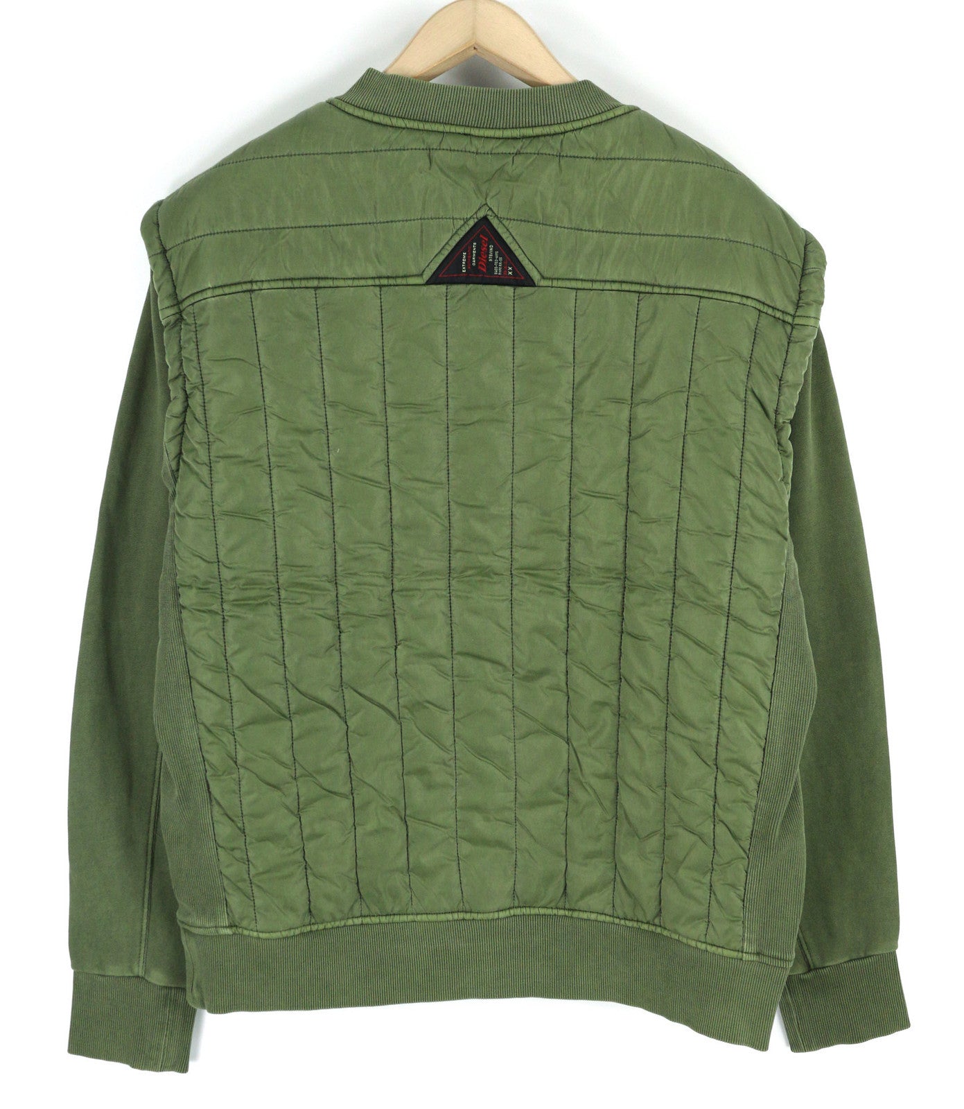 DIESEL S-Holty Men Sweatshirt L Green Pullover Padded Quilted Crew Neck RRP225