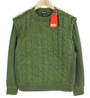 DIESEL S-Holty Men Sweatshirt L Green Pullover Insulated Quilted RRP€225