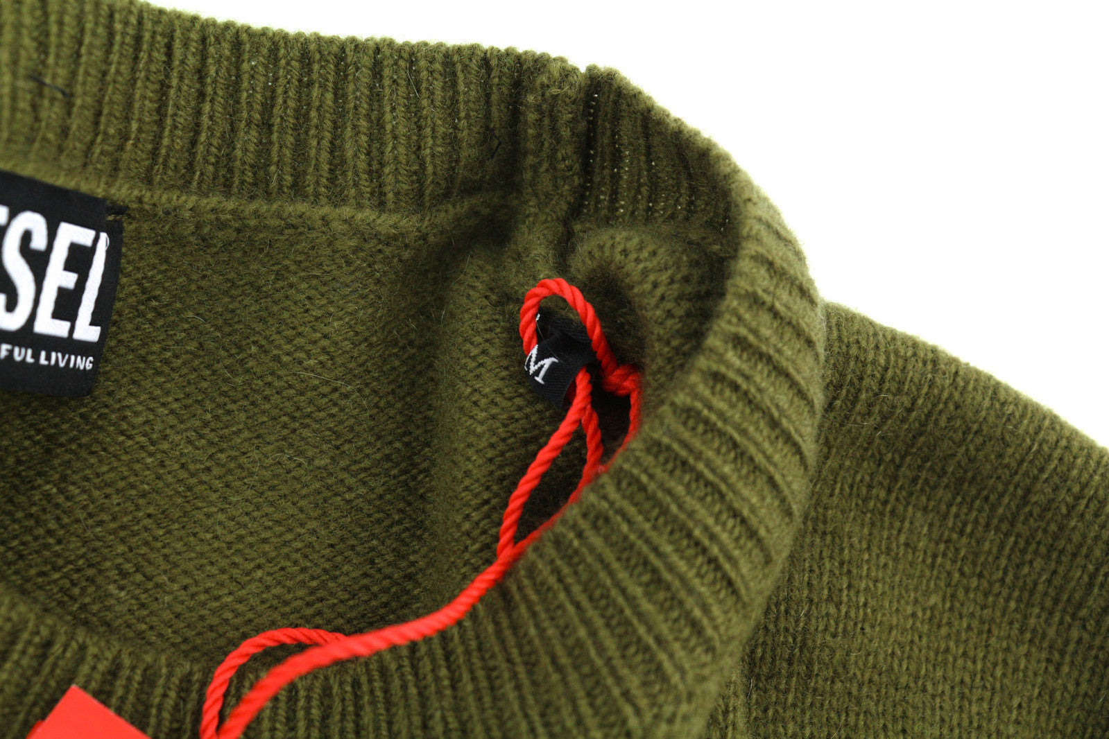 DIESEL K-Olby Men Jumper M Pullover Wool Cashmere Knit Crew Neck Green RRP325